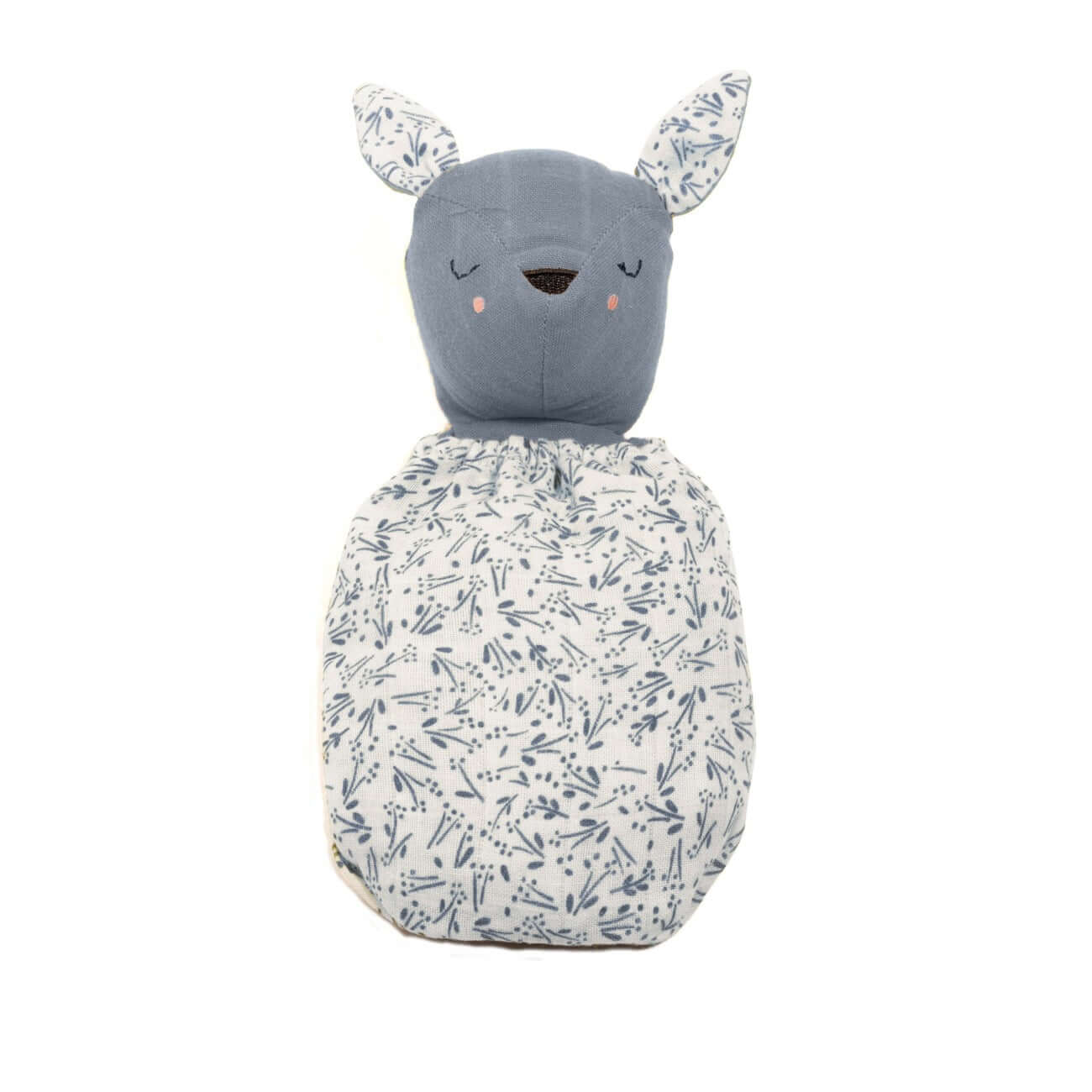 Pocket Pals organic cotton squirrel lovey comforter with fern contrast print pouch, soft baby comfort toy