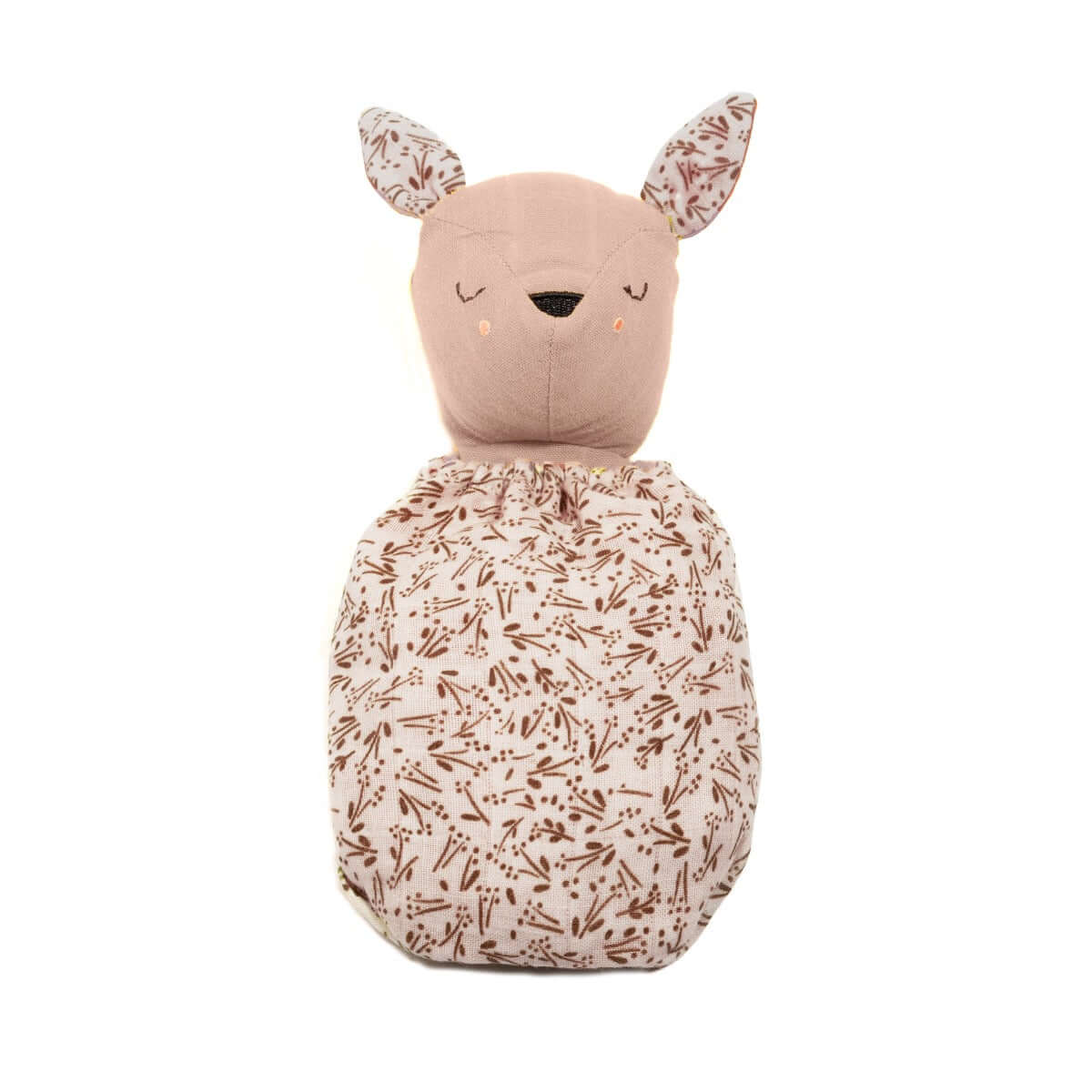 Pocket Pals organic cotton squirrel lovey comforter with fern contrast pocket pouch, soft baby comfort toy gift