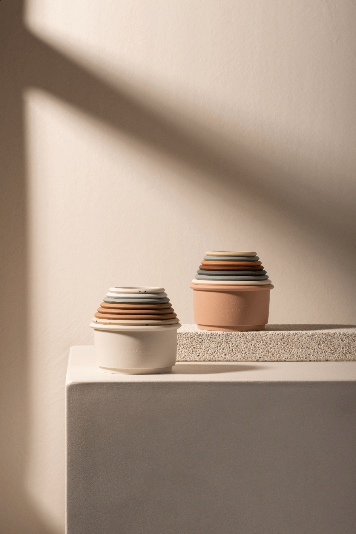 Alt Tag: Stacking Cups set of 8 food-grade silicone cups with numbers and weather designs for counting, color sorting, bath time pouring