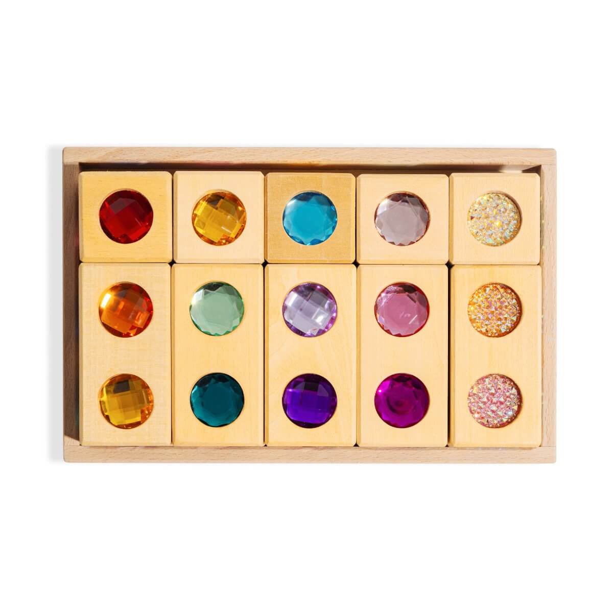 open ended wooden gem blocks stacking toy