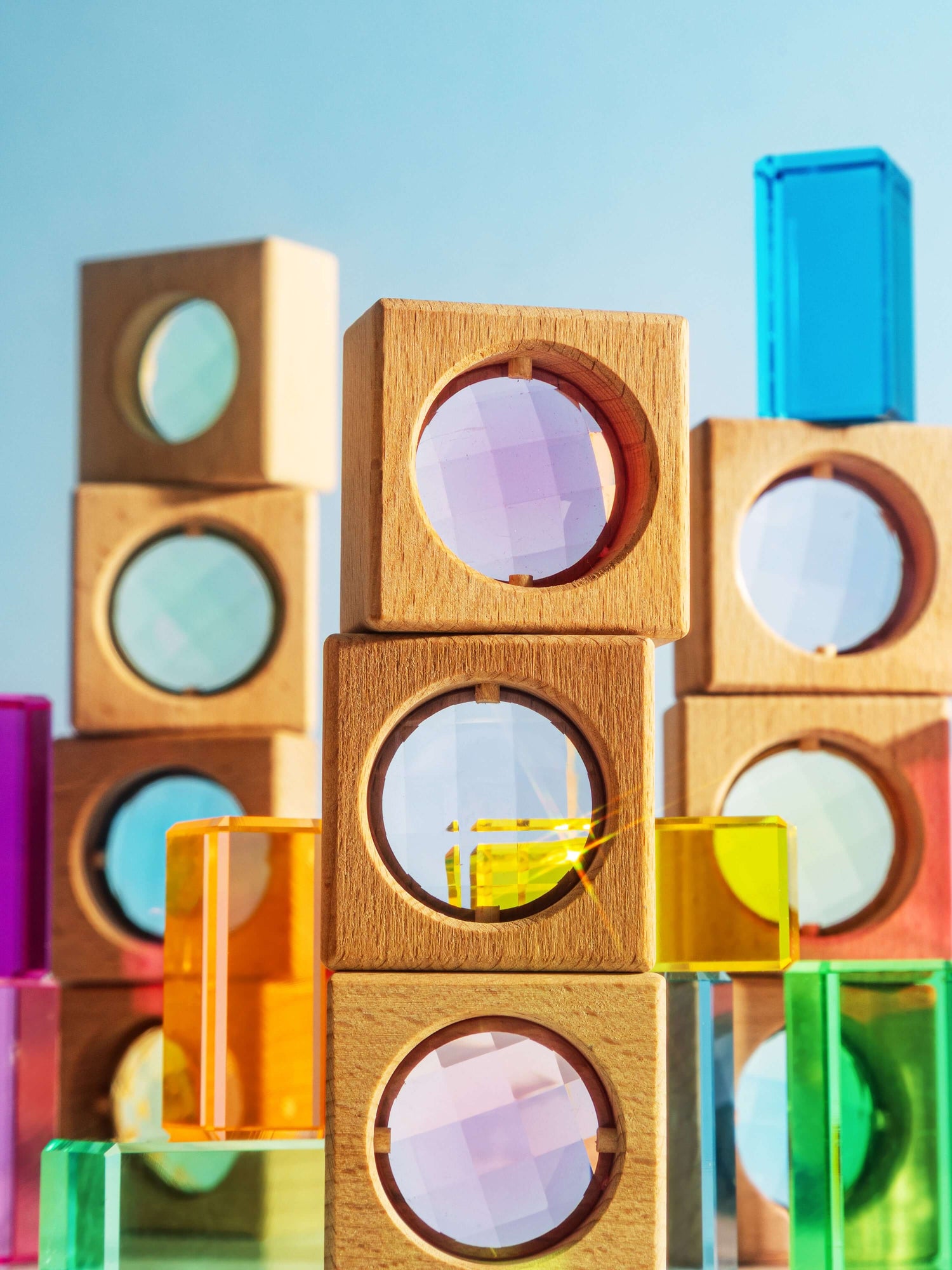 james blocks pastel beechwood blocks with pastel acrylic inserts close up