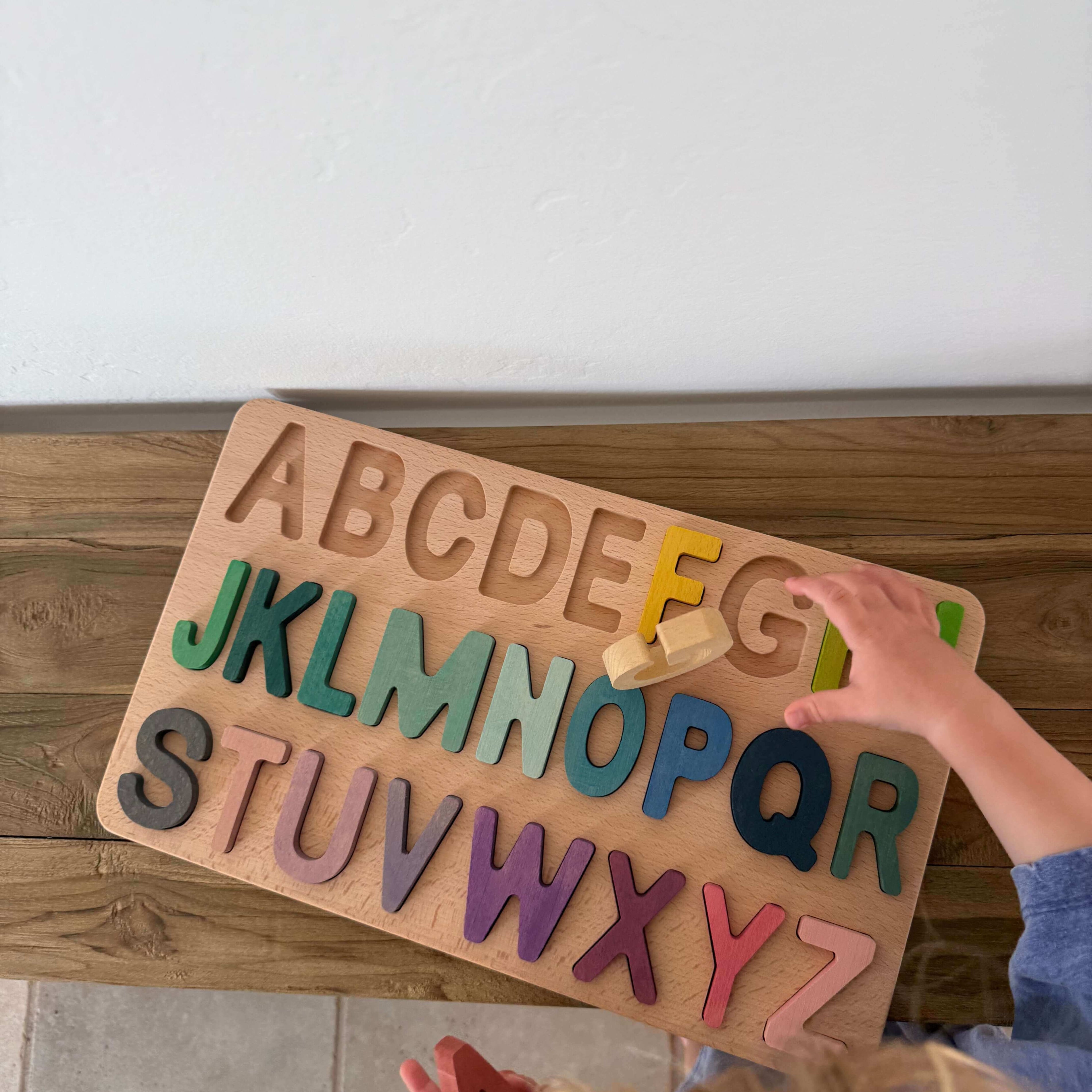 letter recognition activity with alphabet puzzle