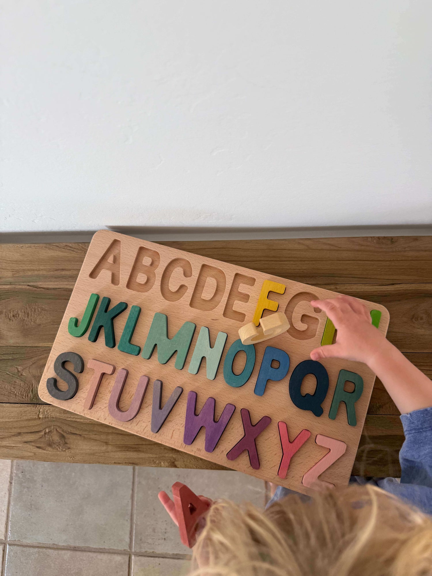 letter recognition activity with alphabet puzzle