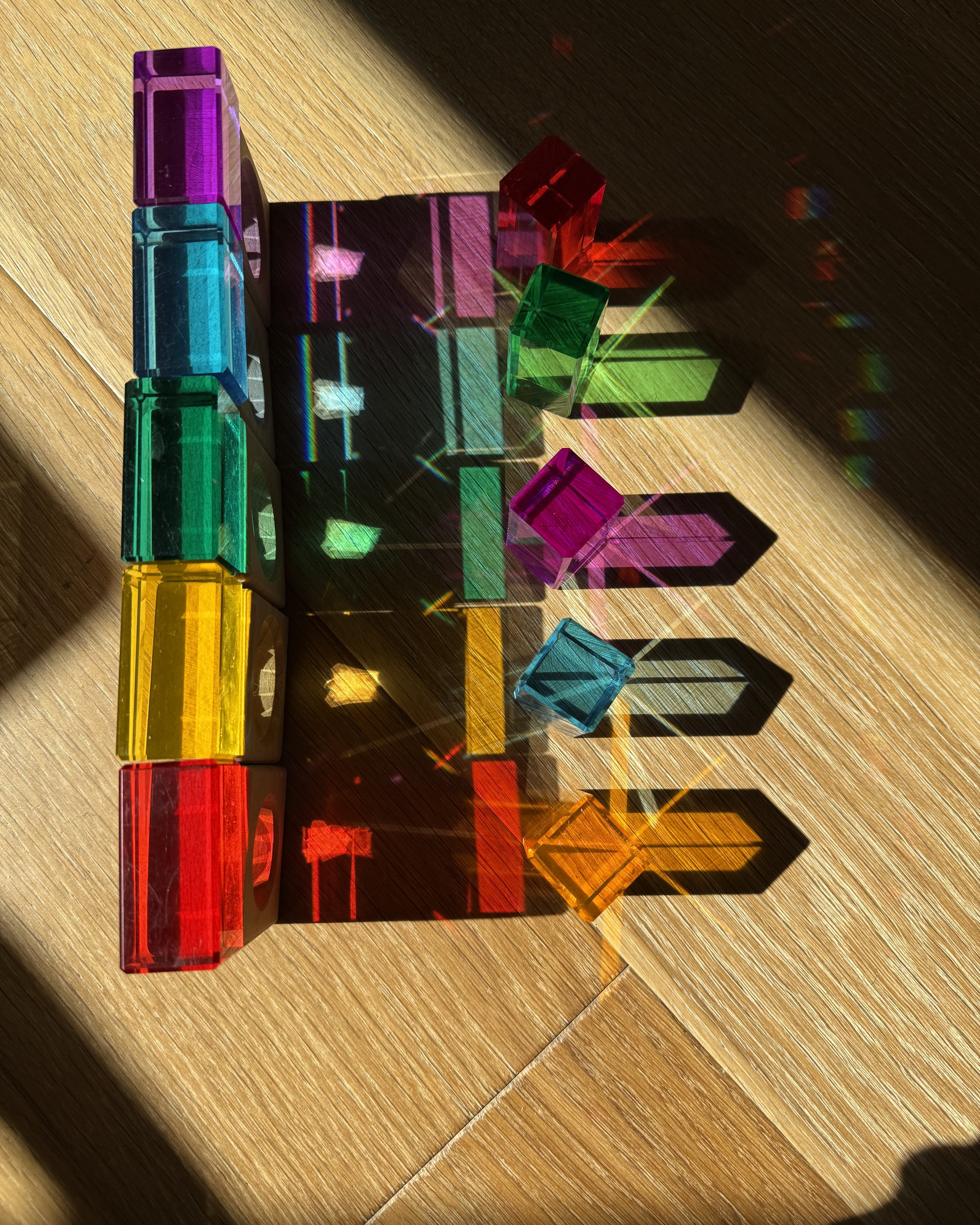 Rainbow Light STEM Activity for Kids (Refraction with Lucite Cubes)