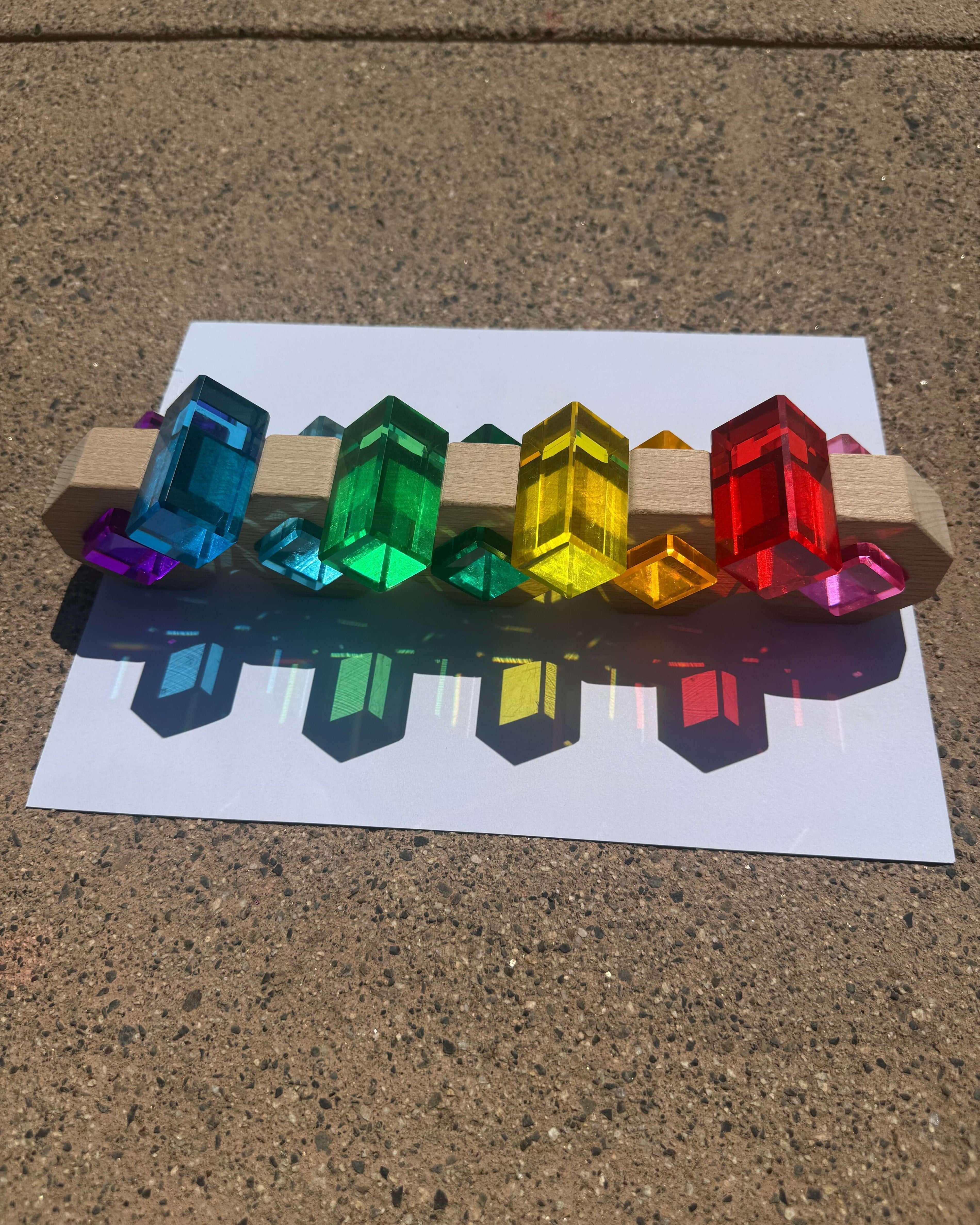 STEM outdoor activities using lucite blocks and shadows to track the sun