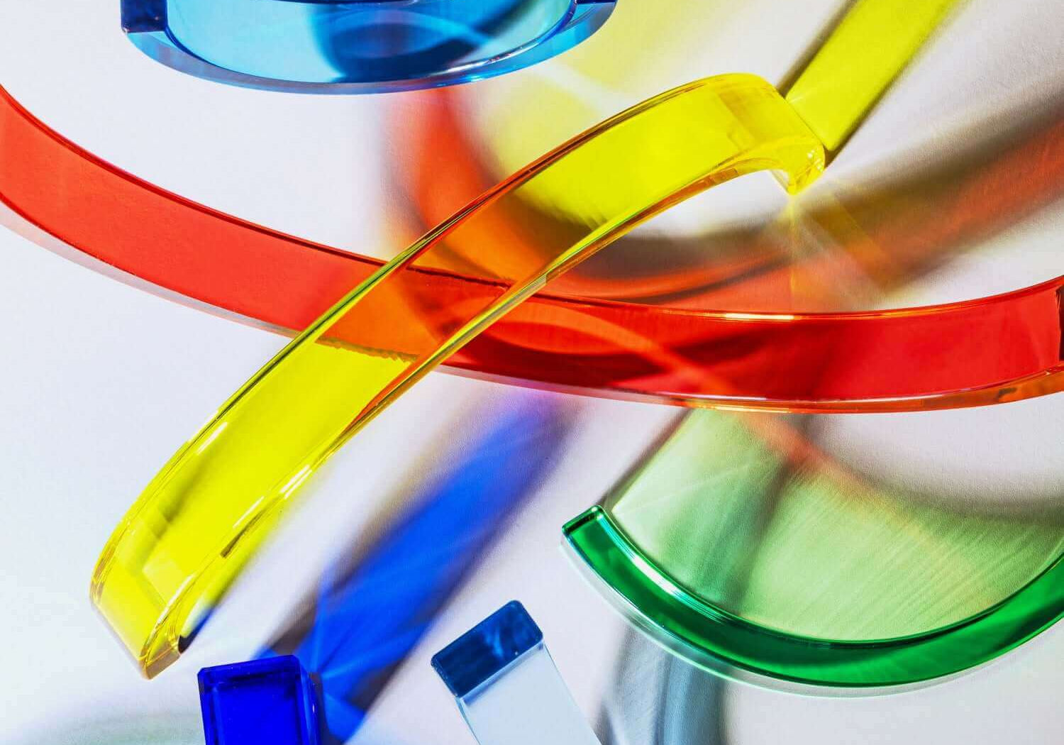 Colorful rainbow acrylic stacking pieces for educational kids activites