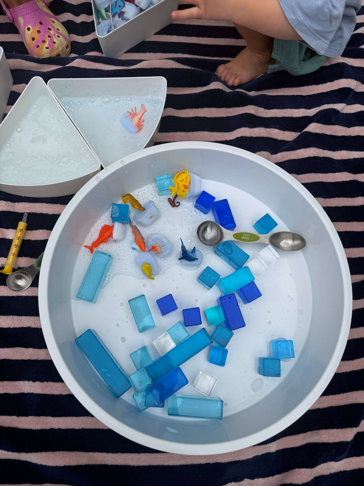 Small World Play Ideas with Blocks & Lucite Cubes 