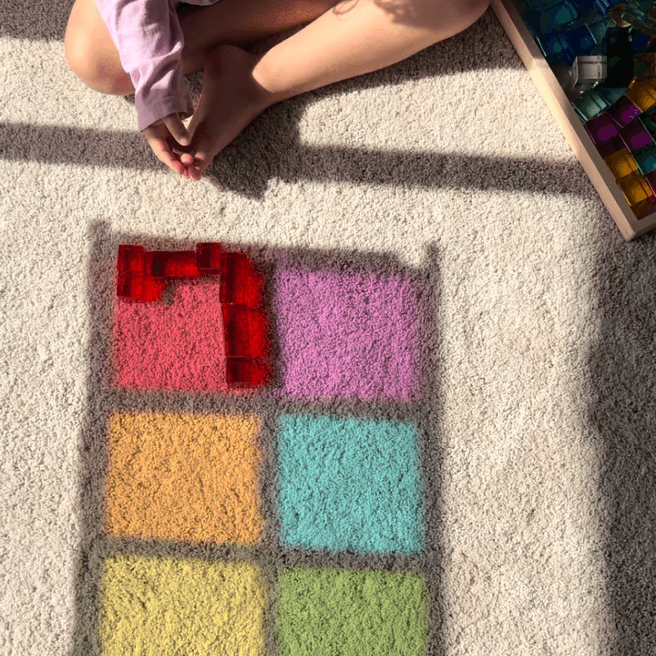 color sorting activity for kids using maison rue lucite cubes