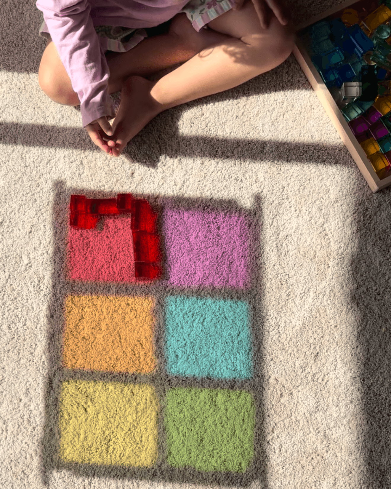 color sorting activity for kids using maison rue lucite cubes