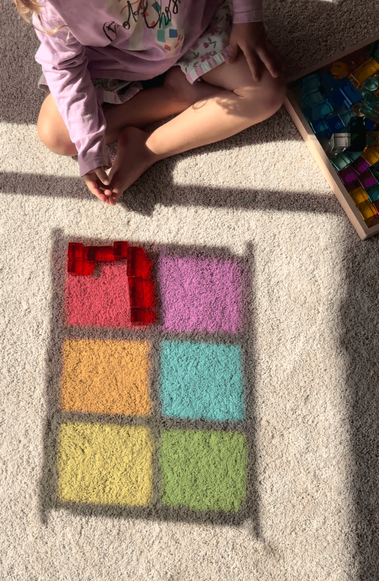 color sorting activity for kids using maison rue lucite cubes