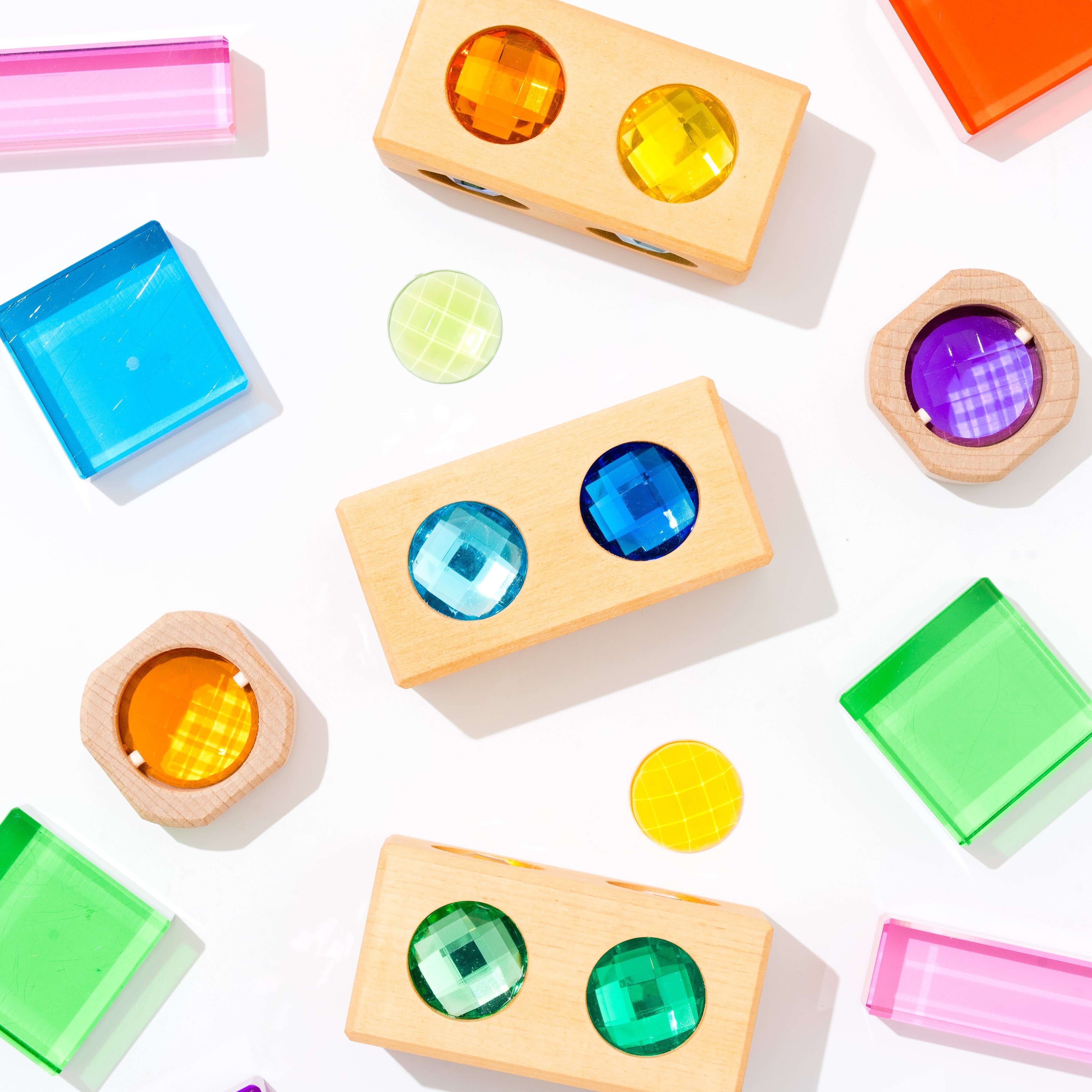 open ended play with wooden building blocks