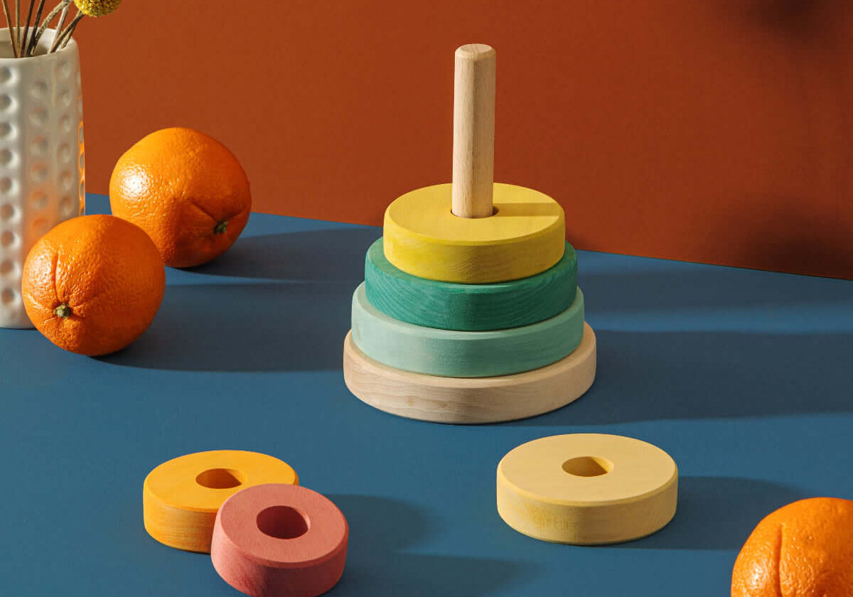 wooden stacking toy for independent play