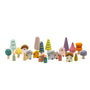 Bergen Building Blocks wooden toy set with pastel trees, colorful houses and peg people for imaginative play ages 3+