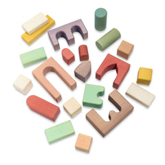 Karen Building Blocks modern lime wood 21-piece set with arches, tunnels, pillars and colorful non-toxic stained blocks