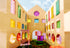 Creative Builder Set showcasing colorful modular walls and transparent blocks against a blue sky.