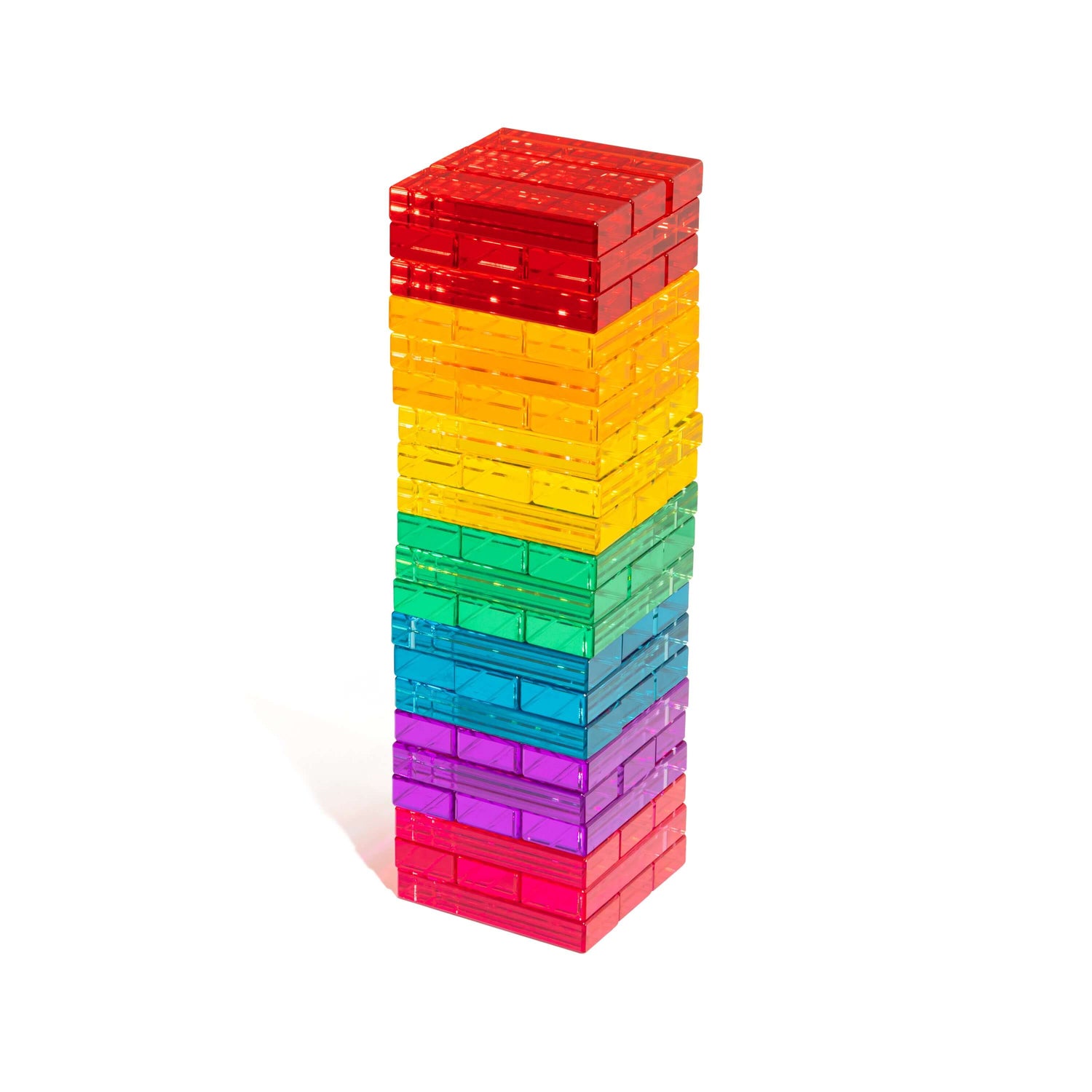 Illume Tower acrylic stacking blocks in a colorful tower of translucent pieces.