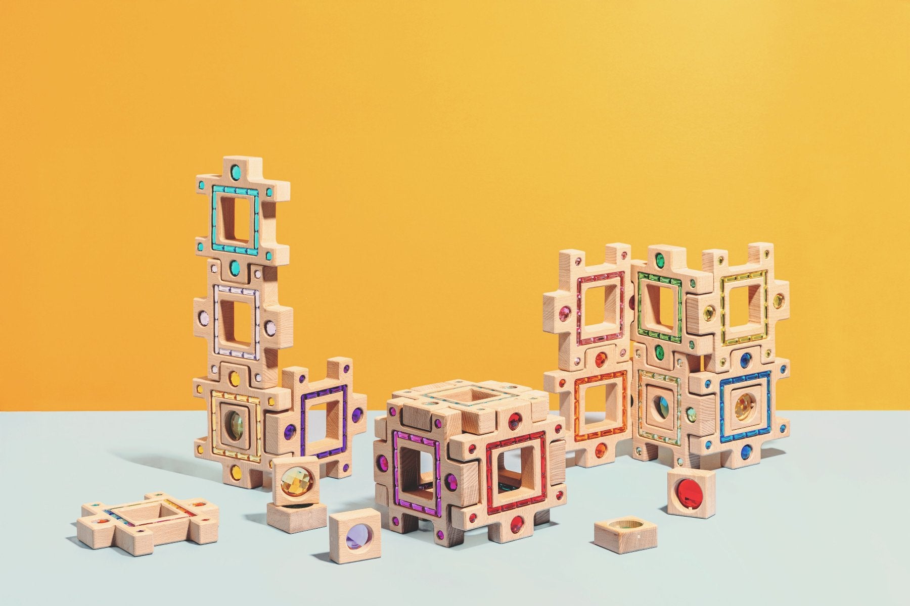 Handcrafted Wooden Gem Blocks for Kids