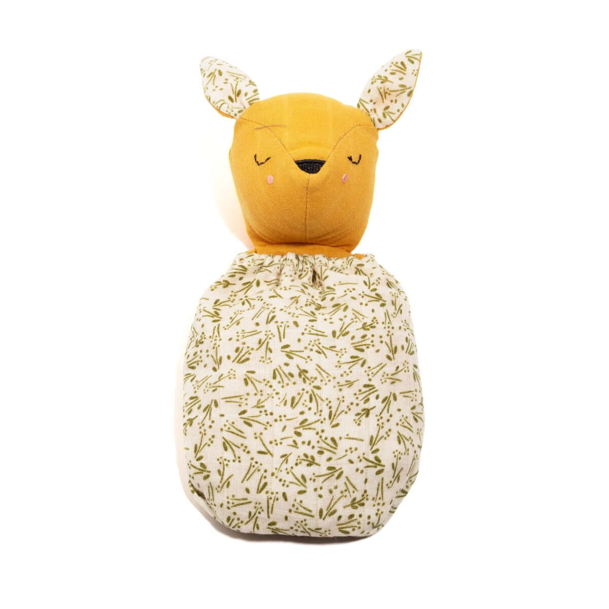 Pocket Pals organic cotton squirrel lovey comforter with fern print pouch, soft baby comfort toy for adventures