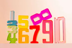 Colorful acrylic Number Blocks display showcasing numbers 1 to 10 for engaging early math learning.