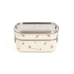 Alt Tag: Luna Lunchbox eco-friendly stainless steel bento box with Pomme print, 3 sections, leak-proof compartments and removable divider