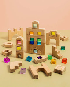barca architectural wooden blocks with lucite gems for building