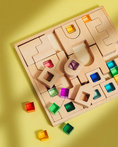 barca architectural wooden blocks with colorful acrylic gems