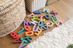 Alphabet Puzzle rainbow wooden blocks letters, montessori toys for kids