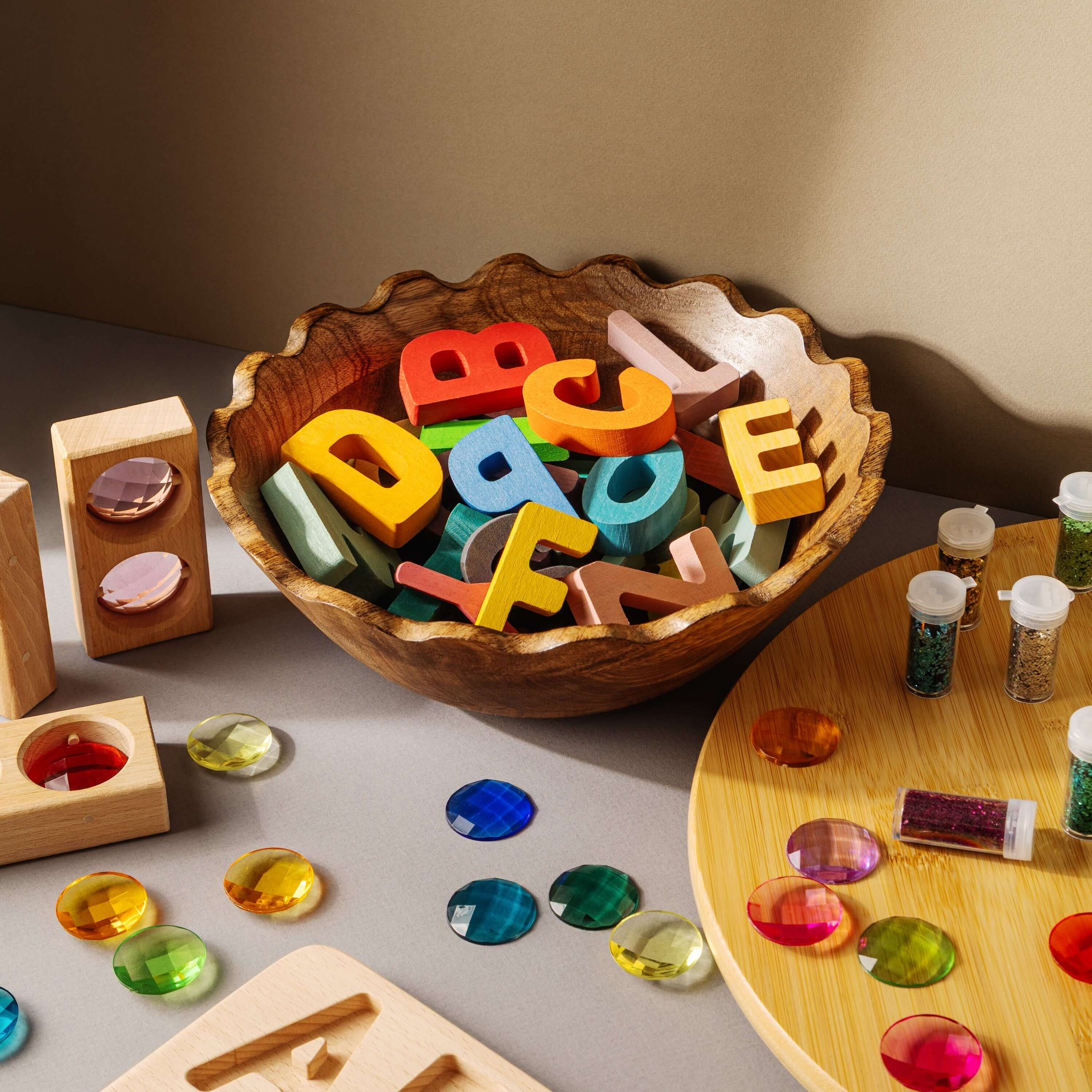 enchanted acrylic sensory gems used in imaginative play