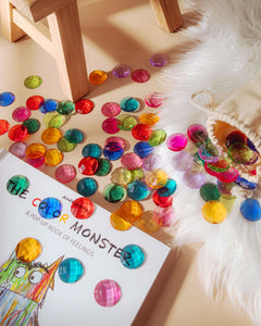 acrylic sensory gems reflecting rainbow light