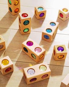 open ended wooden gem blocks stacking toy