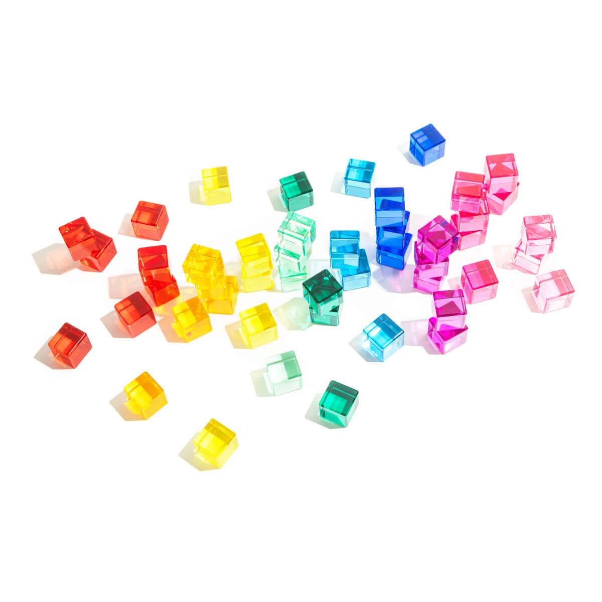 Colorful transparent cubes on a white background