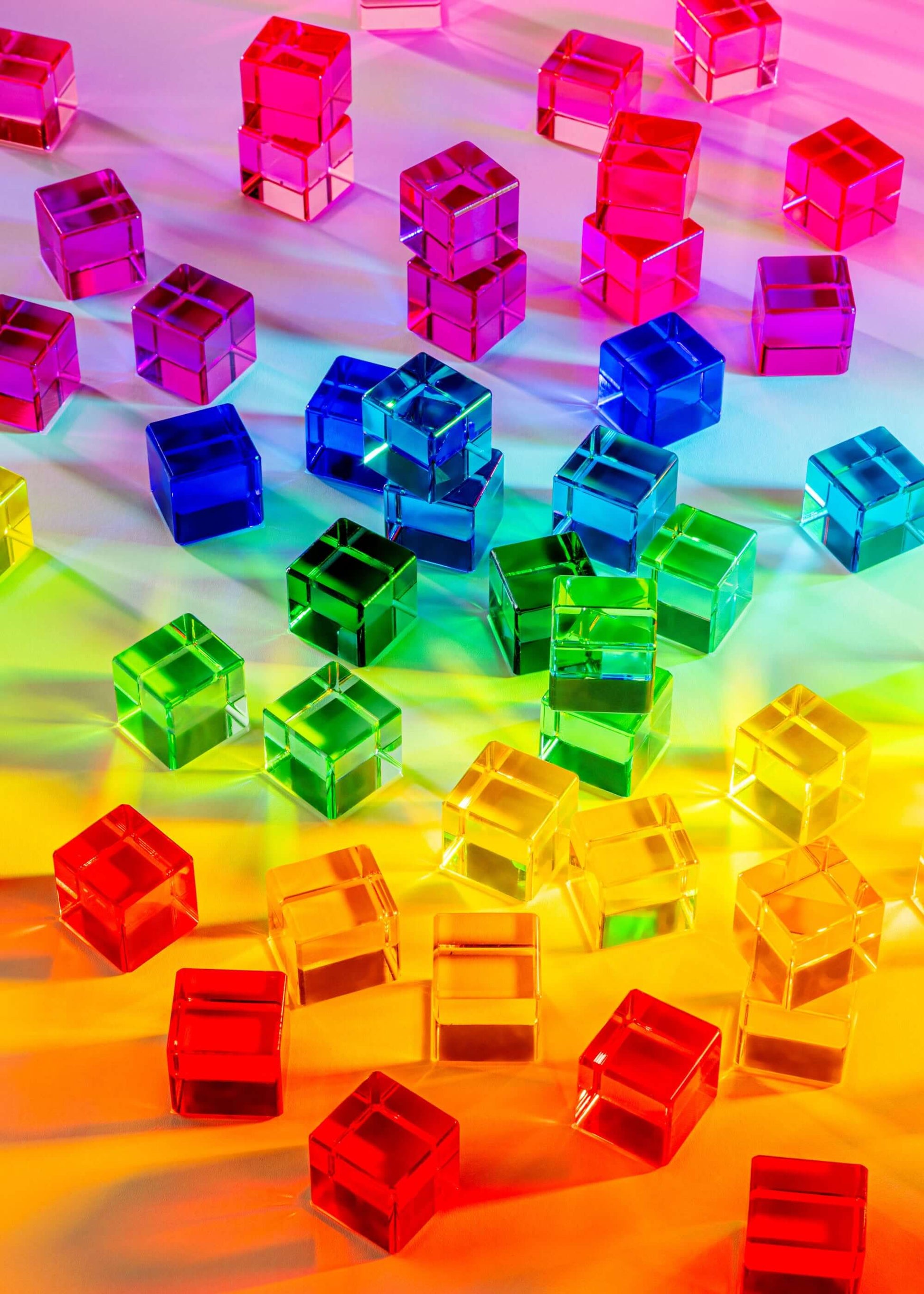Colorful transparent cubes on a gradient background