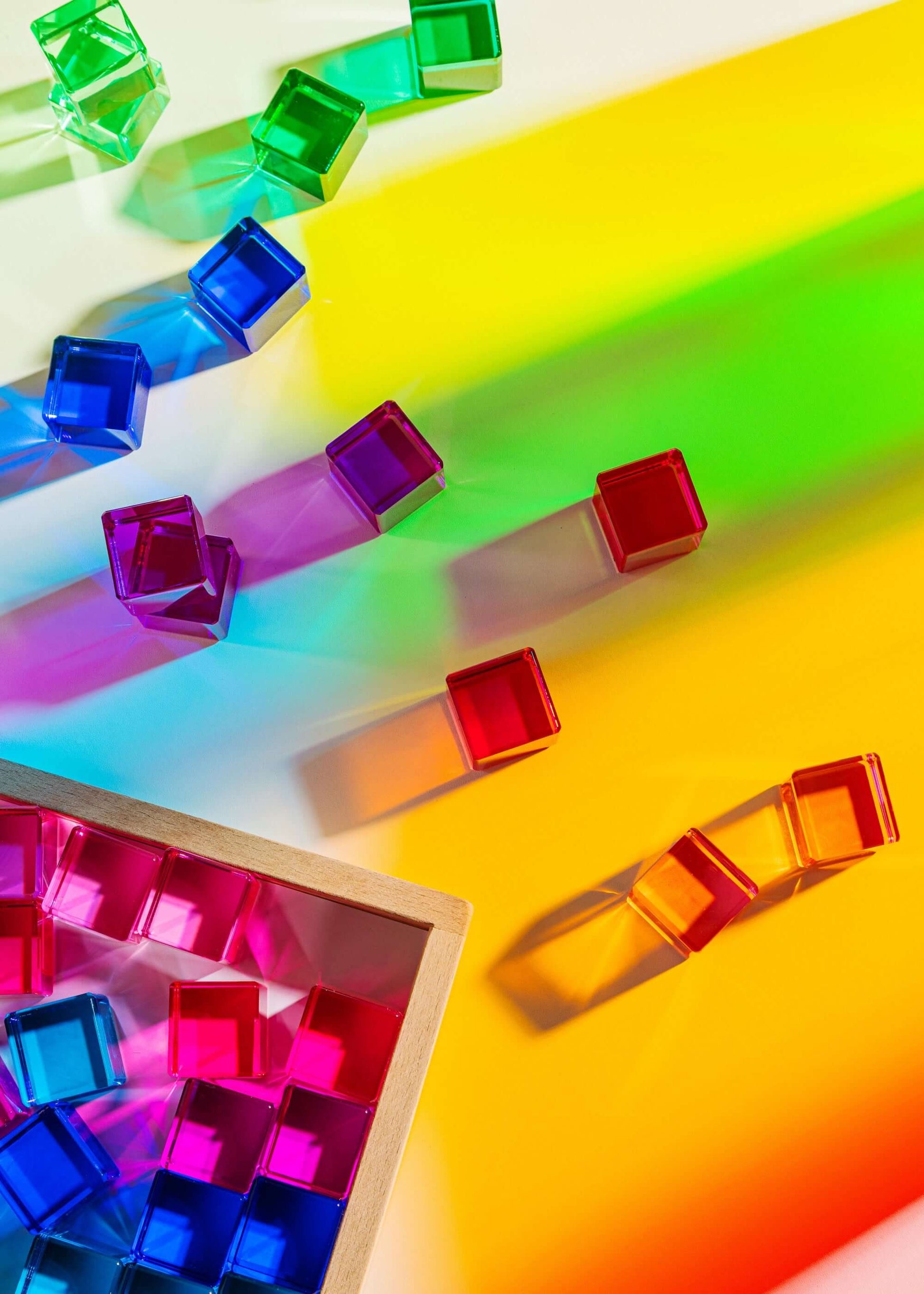 Colorful transparent cubes on a gradient background