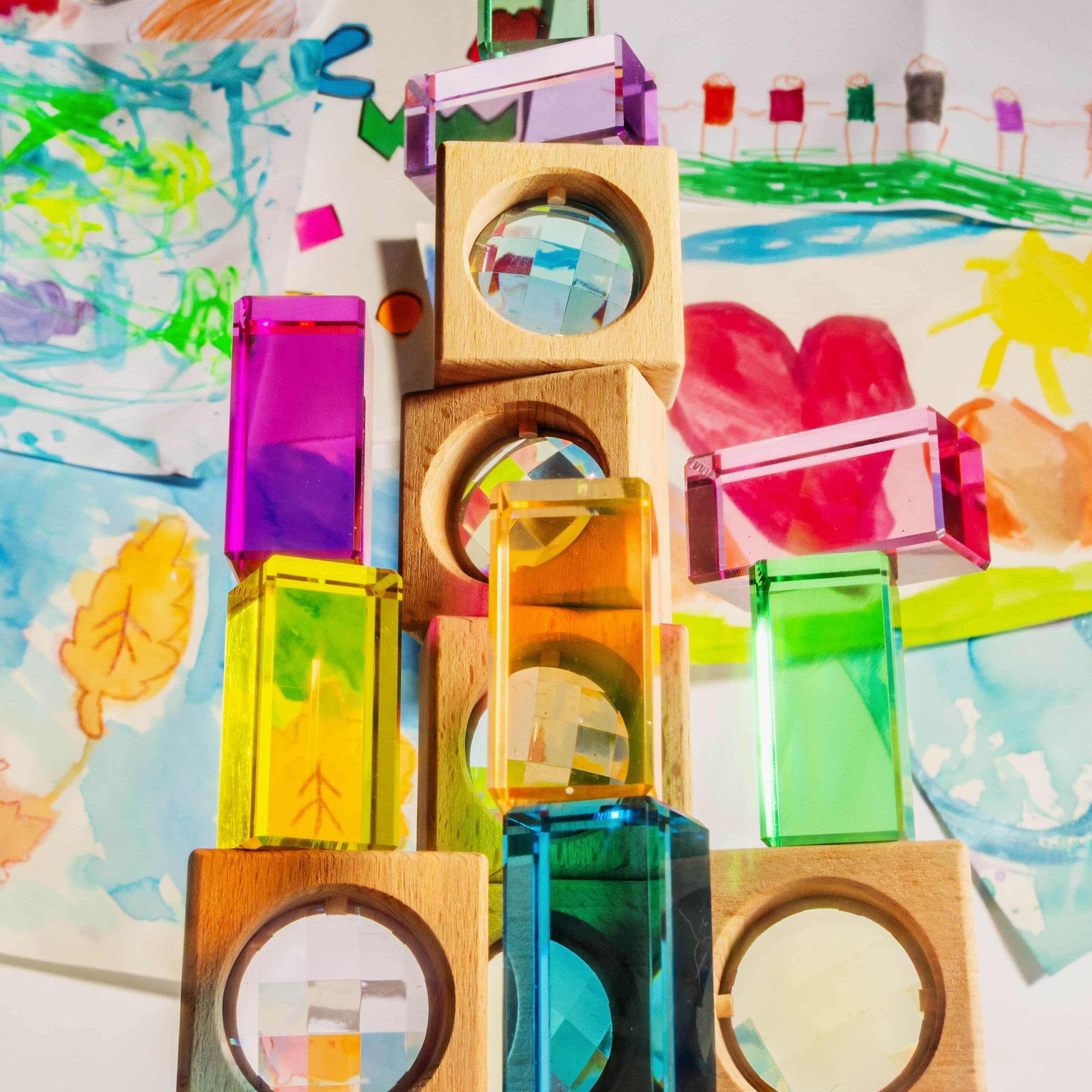 james blocks pastel acrylic blocks creating soft light reflections on surface