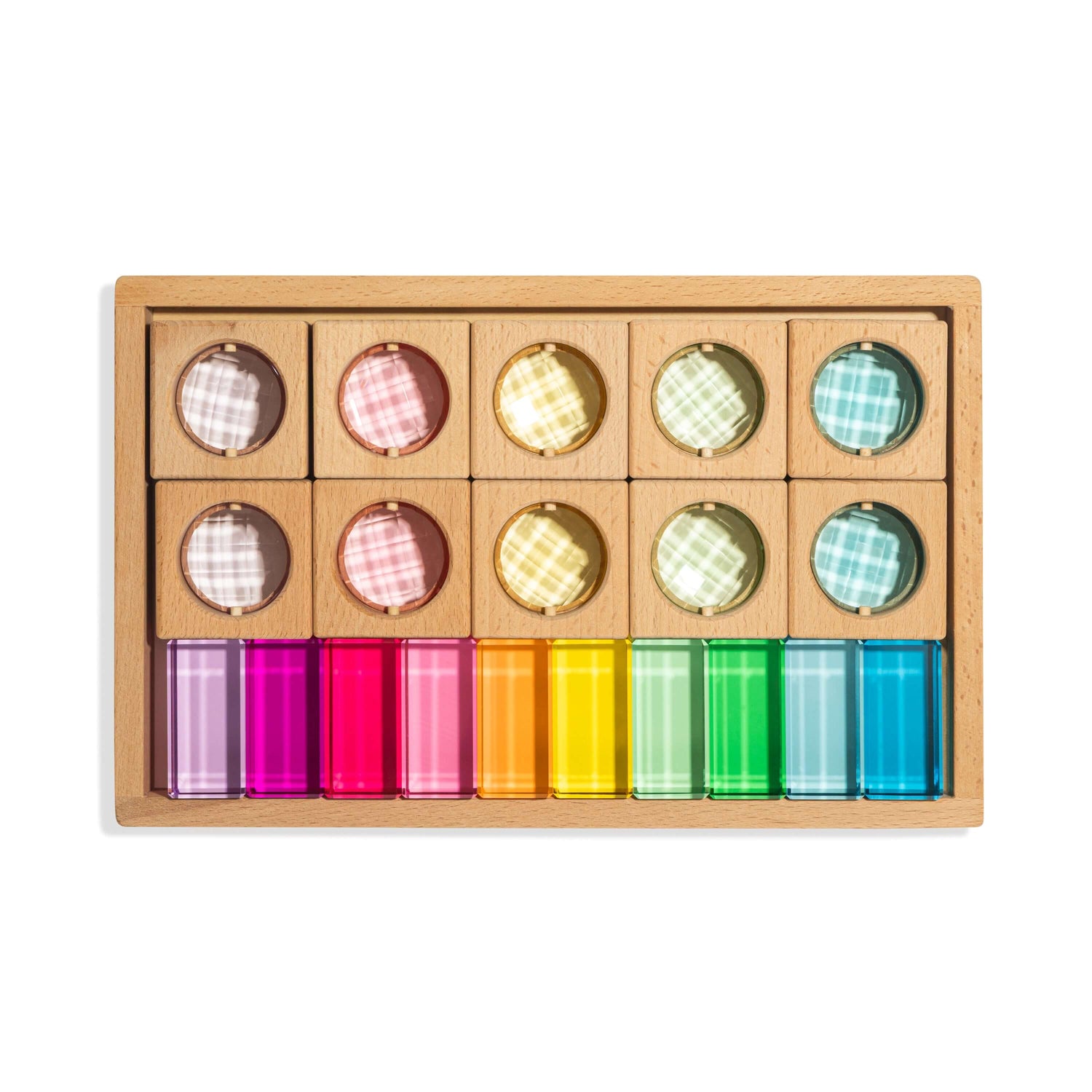 james blocks pastel wooden acrylic blocks set in tray light play