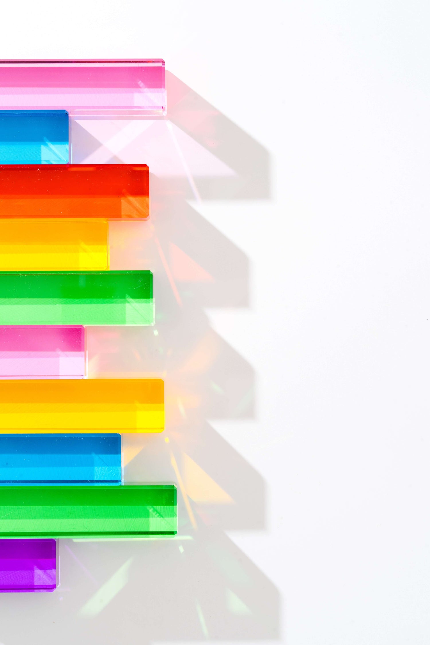 Millie Blocks translucent rainbow building blocks with light-catching glow, play-based learning toy for creativity and fine motor skills
