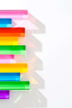 Millie Blocks translucent rainbow building blocks with light-catching glow, play-based learning toy for creativity and fine motor skills