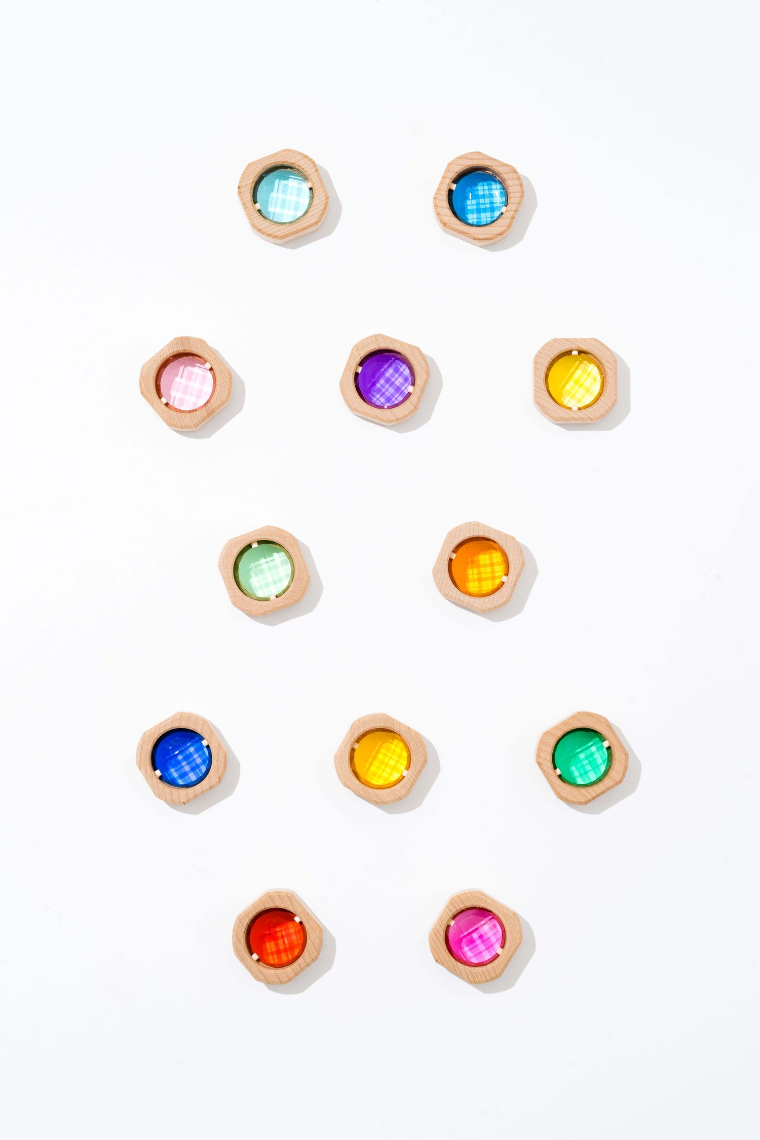 Acrylic rainbow and wooden building blocks 