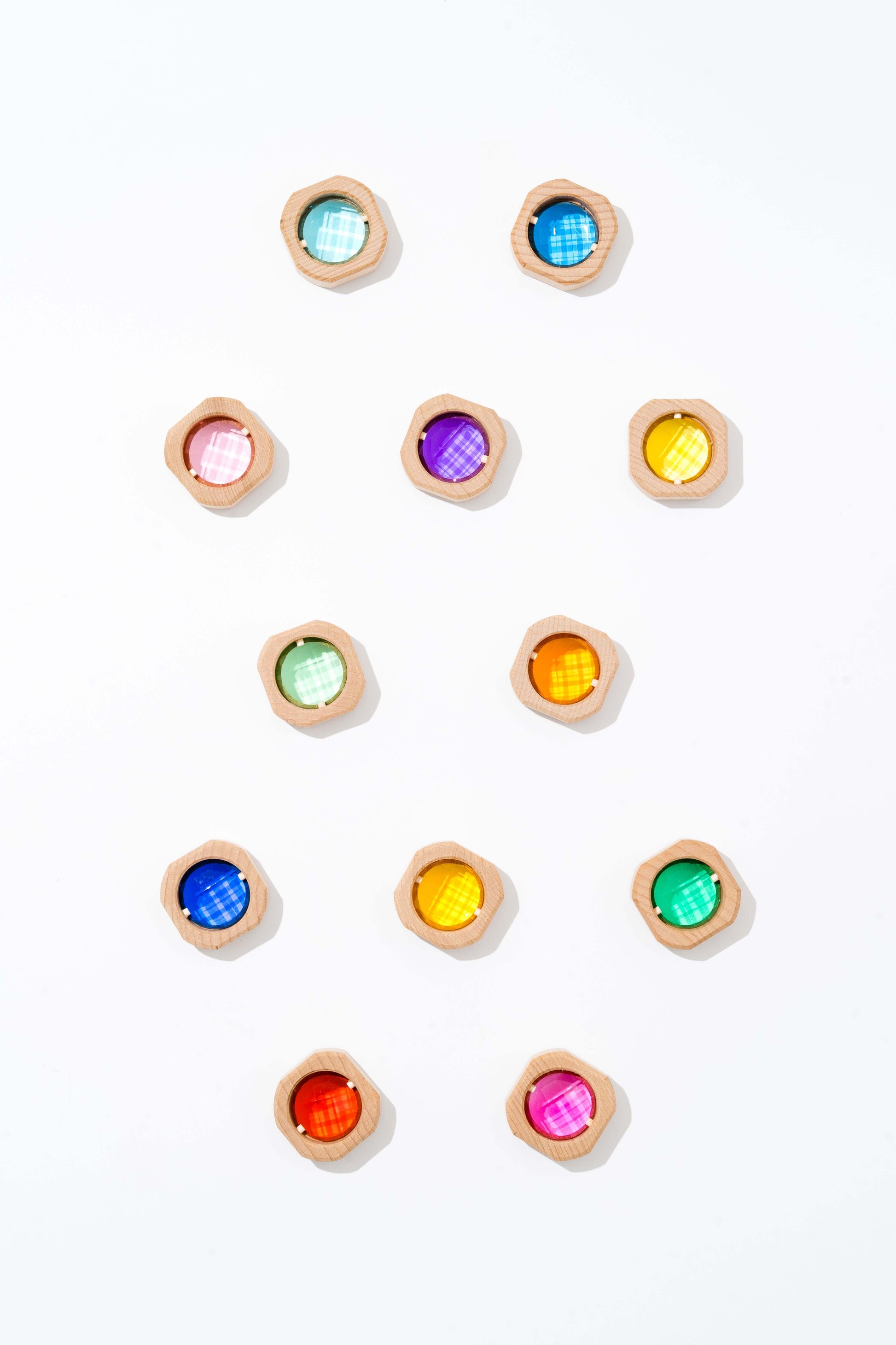 Acrylic rainbow and wooden building blocks 