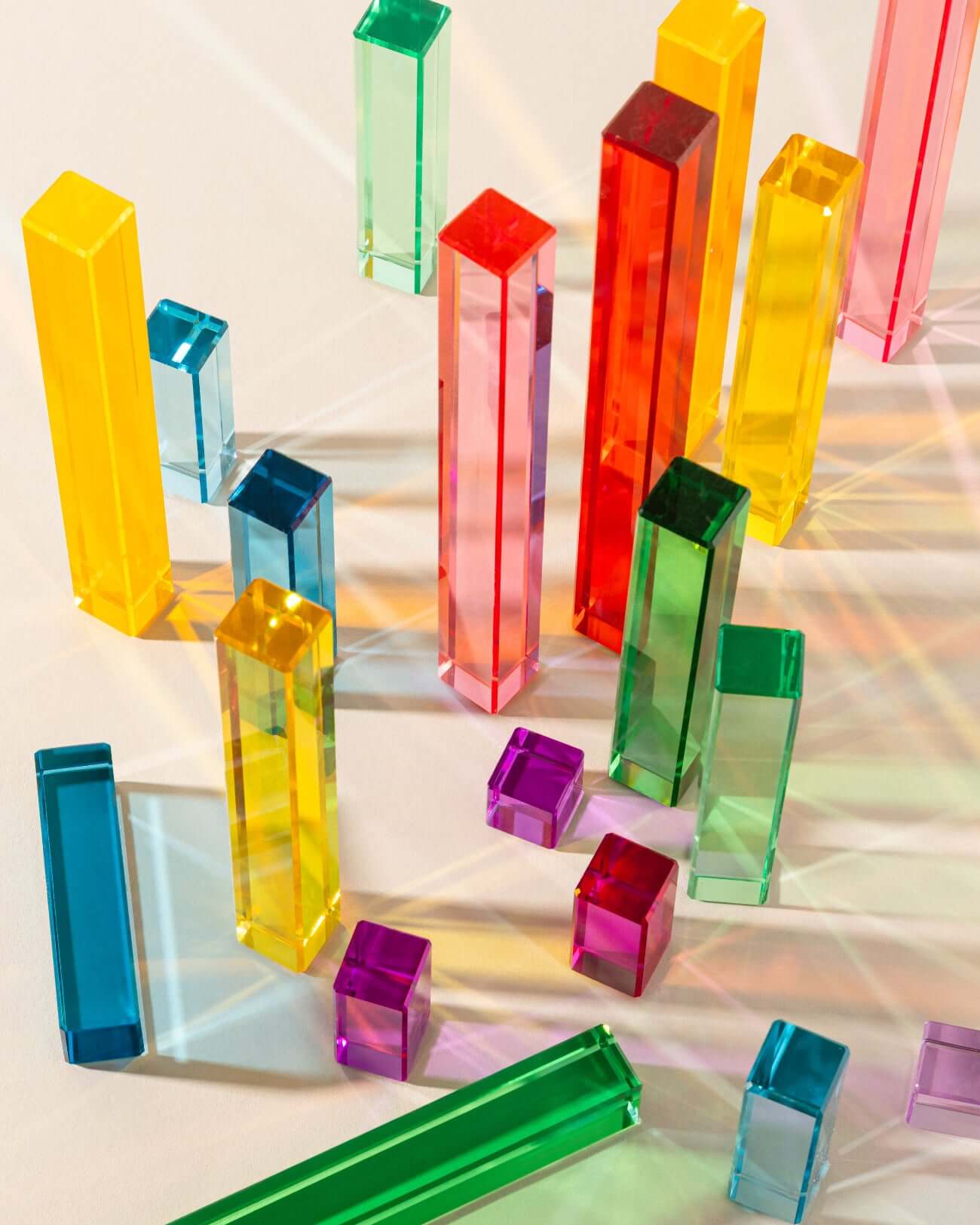  Millie Blocks translucent rainbow building blocks in vibrant colors for play-based learning, creativity, fine motor skills