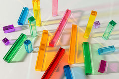 Millie Blocks translucent rainbow building blocks with vibrant light-catching glow for play-based learning, creativity and fine motor skills