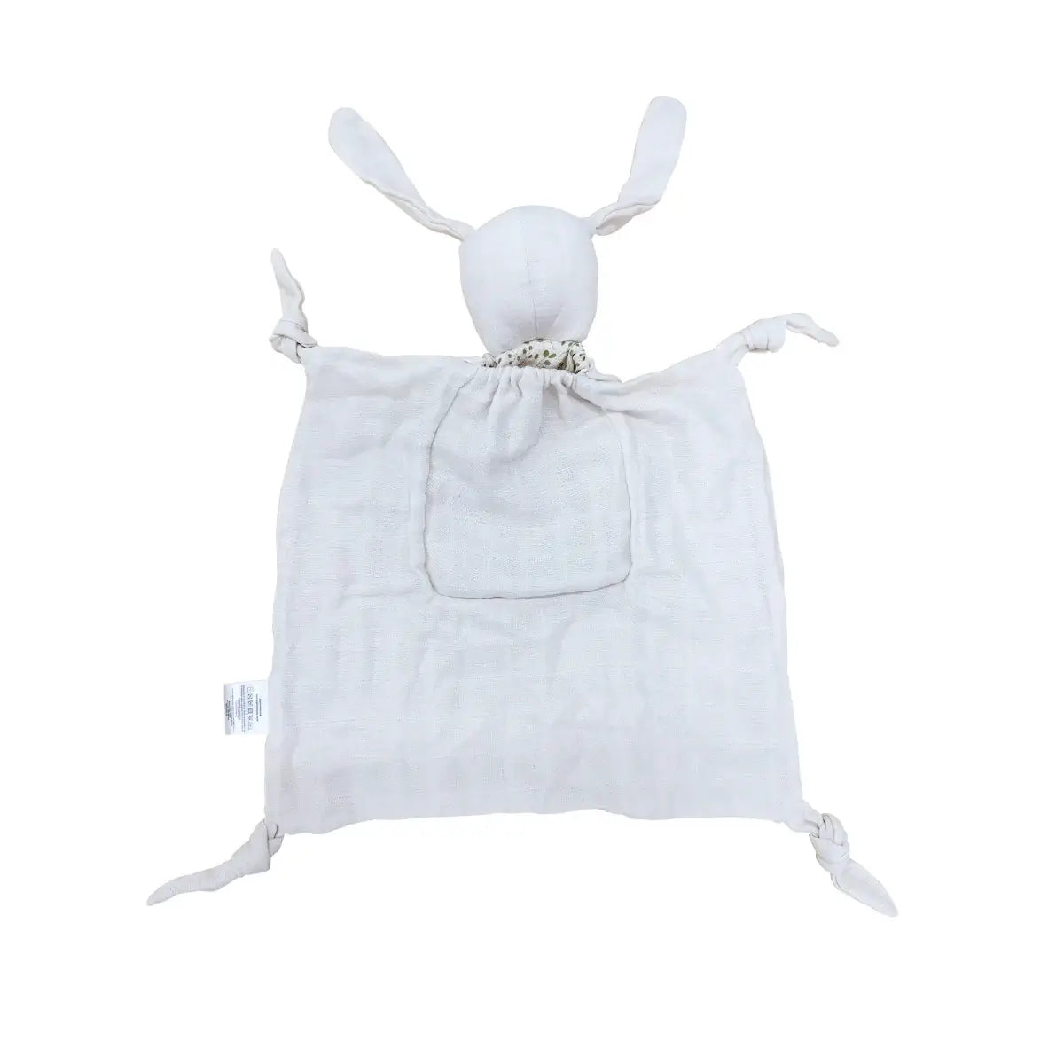 Pocket Pals organic cotton bunny comforter for kids with pouch and fern print.