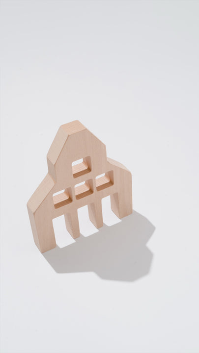 Canal House Blocks wooden canal house building block with window cutouts, extra large statement-making kids construction toy