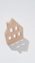 Canal House Blocks wooden canal house building block with window cutouts, natural wood silhouette on white background