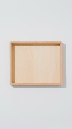 Acrylic rainbow and wooden blocks on white background