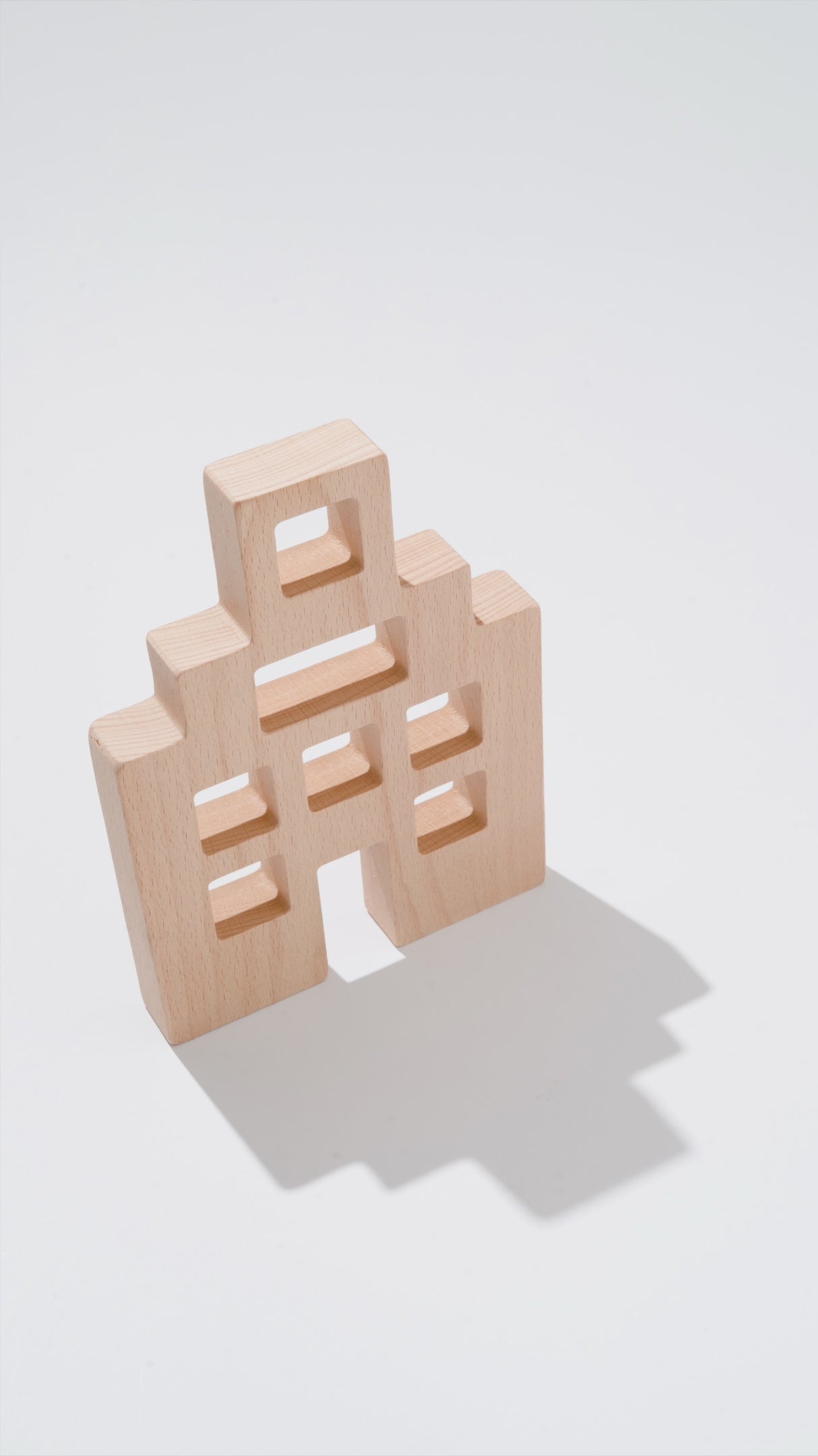 Canal House Blocks wooden building set with tall canal house silhouettes, window cutouts, and translucent acrylic details