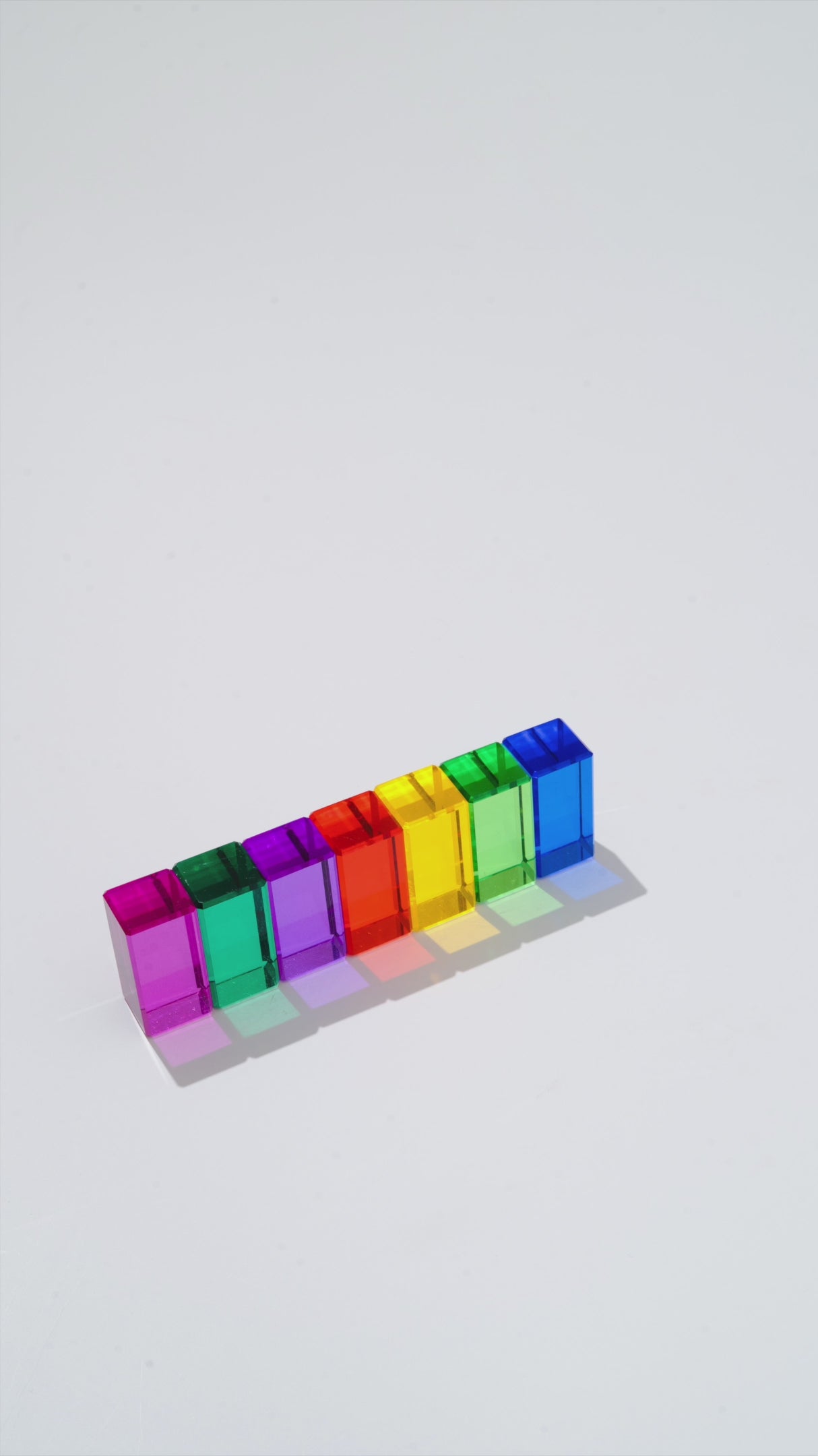 James Block Set translucent rainbow window blocks casting colorful shadows in natural light for counting stacking and color exploration