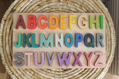 Alphabet Puzzle rainbow wooden blocks ABC letters, montessori toys for kids