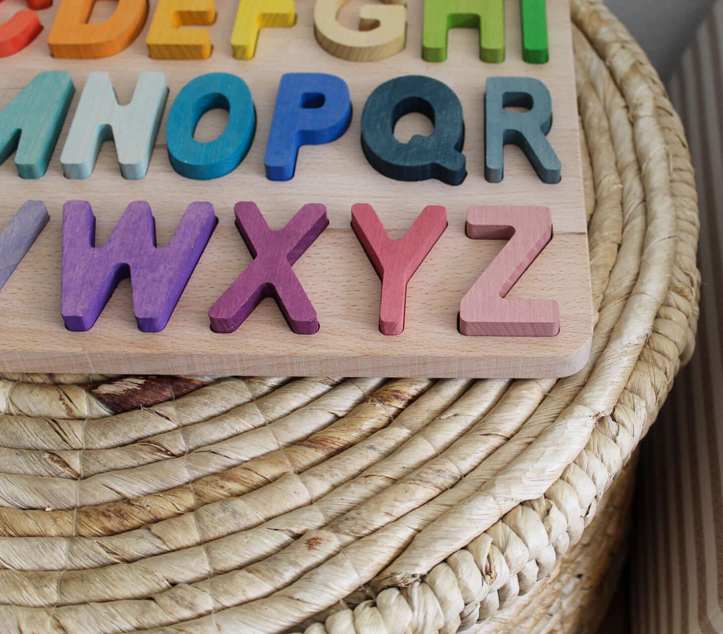Alphabet Puzzle rainbow wooden blocks letters montessori toys