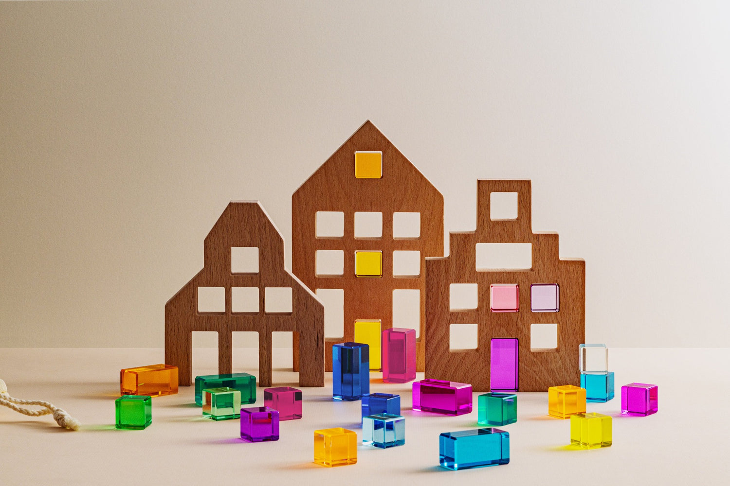 riley wooden city building blocks and lucent gems